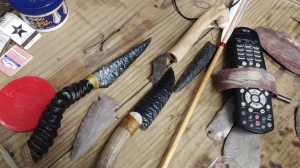 Obsidian and flint knives and arrowheads